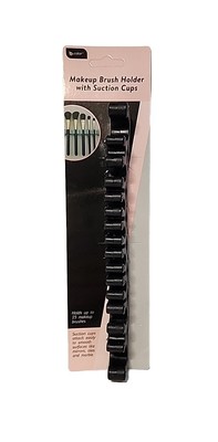 Makeup Brush Holder with Suction Cups, Black, Hold Up To 15 Makeup Brushes