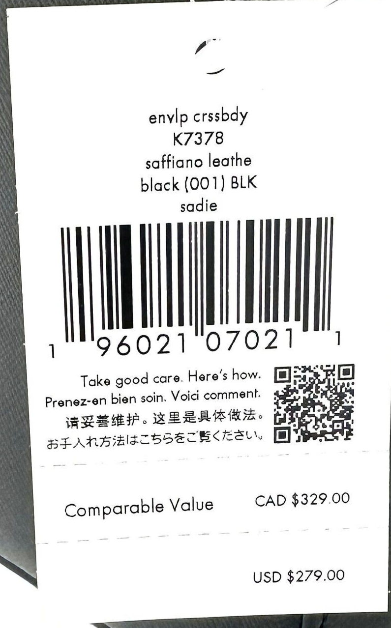 Kate Spade Sadie Envelope Crossbody Bag Black Leather Purse K7378 NWT $279 MSRP