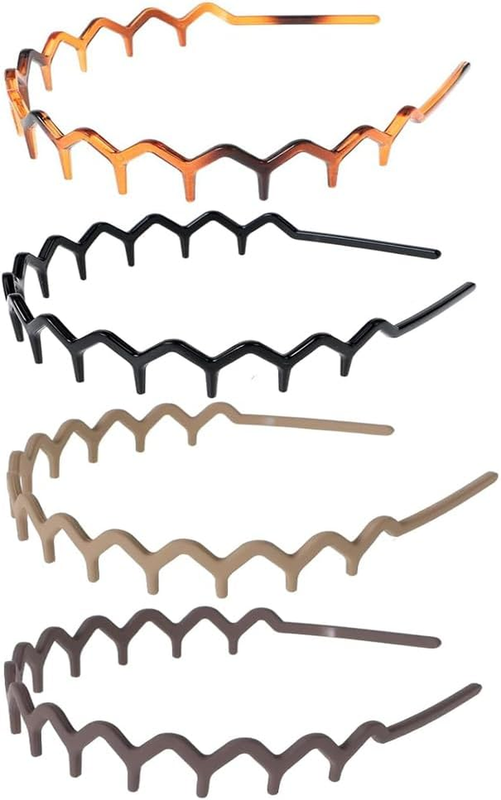 4 Pieces Zig Zag Headbands Plastic Wavy Hair Head Band Comb with Teeth Hoop Acce