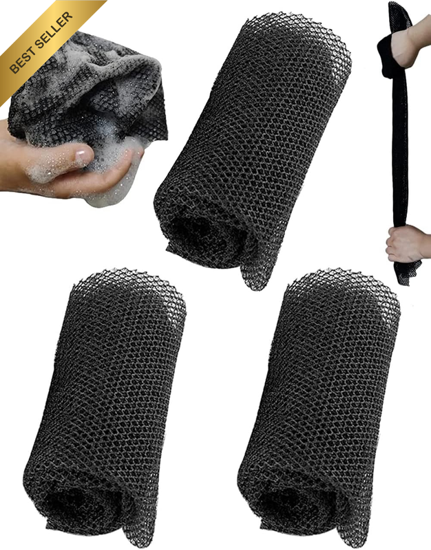 3 Pieces African Bath Sponges, Foldable African Exfoliating Nets, Nylon Net Towe