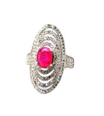 WOW! 1.2 CARAT NATURAL RUBY w/ FOUR Accent Halos -- 925 SILVER Ring SIZE 7