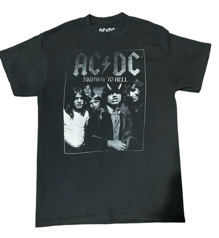 AC/DC Highway to Hell Black Graphic T-Shirt Cotton Sz M 2022