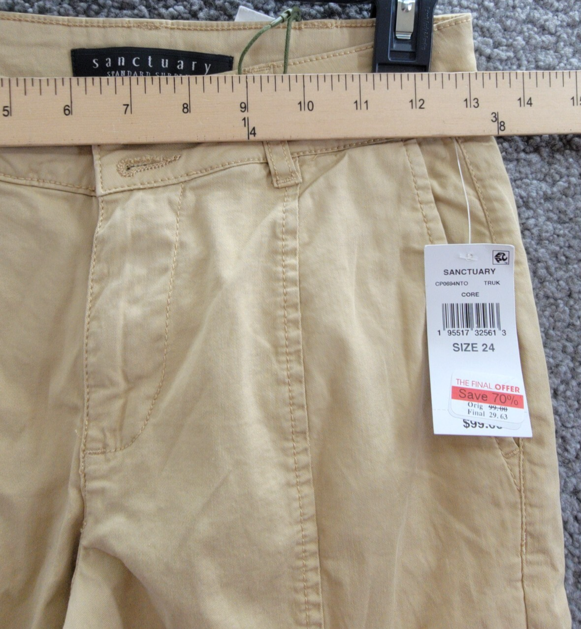 Sanctuary Rebel Cargo Pants Women's 24 True Khaki Belt Loops Button Closures~ - Picture 5 of 18