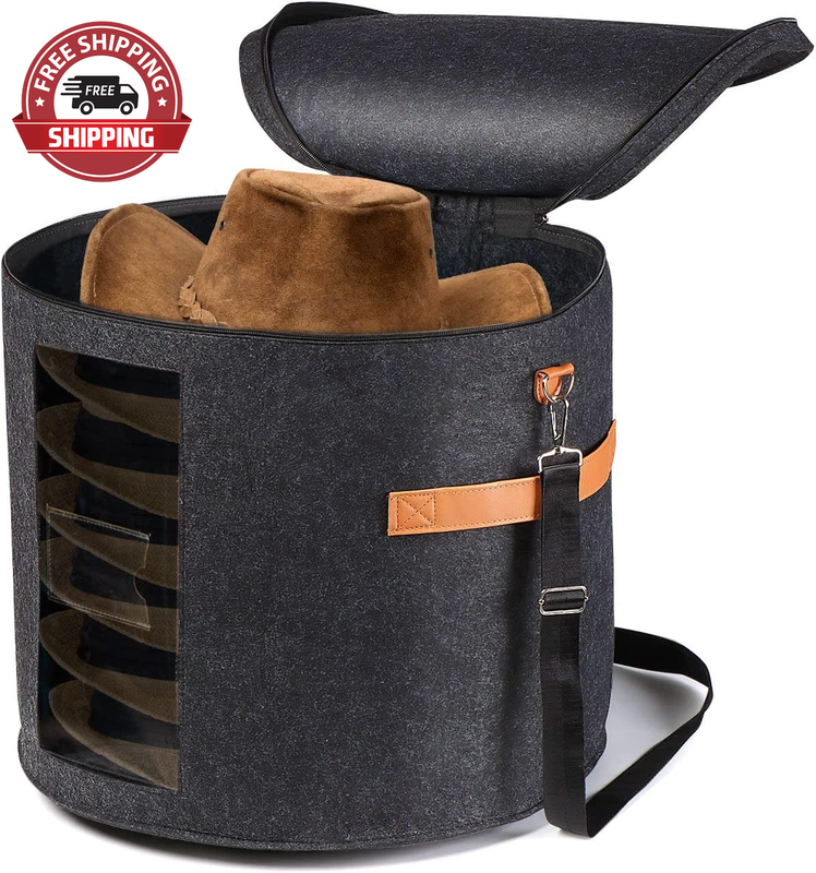Large Hat Storage Box for Women & Men, Travel Hat Box with Lid Foldable round Co