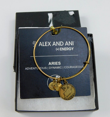 Alex & Ani ARIES Ram Zodiac Charm Bracelet Gold Tone NEW IN BOX