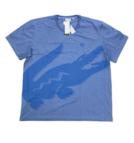 

НОВАЯ футболка Lacoste Big - Tall с коротким рукавом и принтом под крокодила, синяя, 3XLB — 10R, Синий