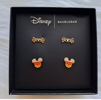 Disney Baublebar Mickey Mouse Spiders Candy Corn Halloween Earrings NEW 