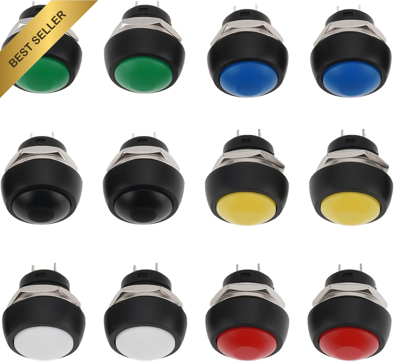 12Pcs 12Mm round Push Button Momentary Switch 1A 250VAC Push Switch for Electric