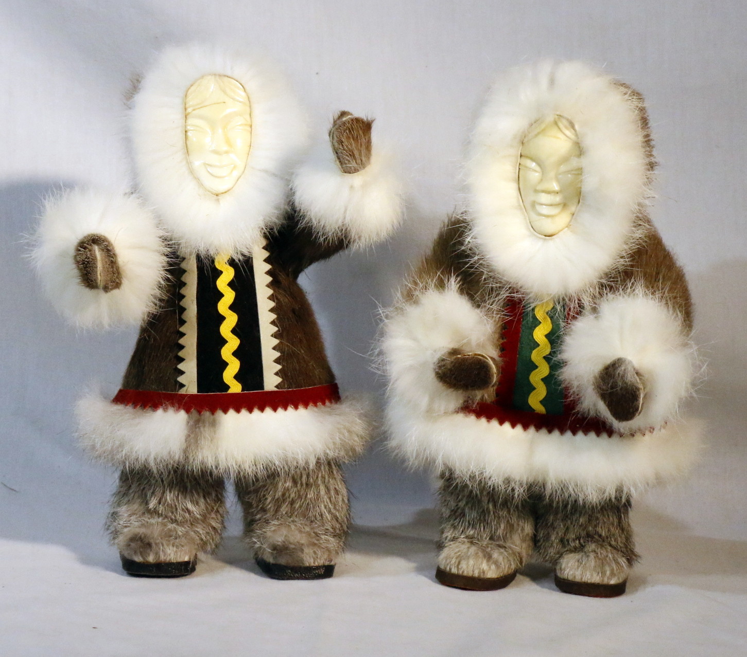 Hand Made Chukchi Eskimo Dancer Woman Doll Reindeer Antler Fur 10