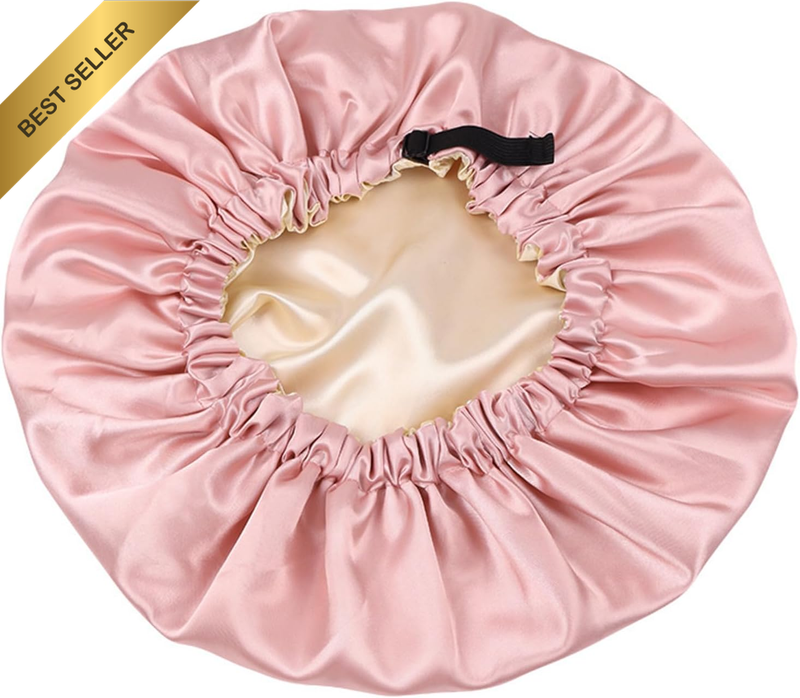 Silk Hair Bonnet Satin Sleep Cap, Adjustable Pink