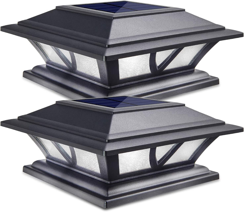 Siedinlar Solar Post Lights Outdoor 2 Modes LED, 2 Pack Black (Warm/White)