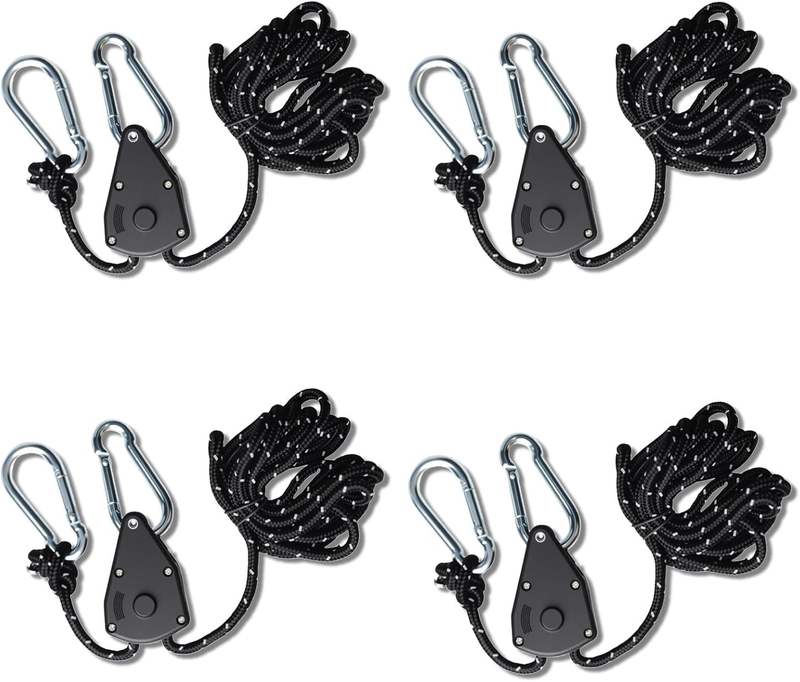 Ratcheting Straps – 4 Pack of 500Cm and 4Mm in Thickness Black Reflective Rope f