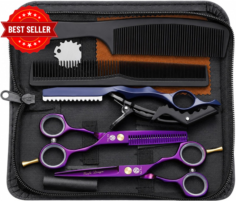5.5 Inch Hair Cutting Scissors Set with Razor, Titanium-Professional-Hairdressin