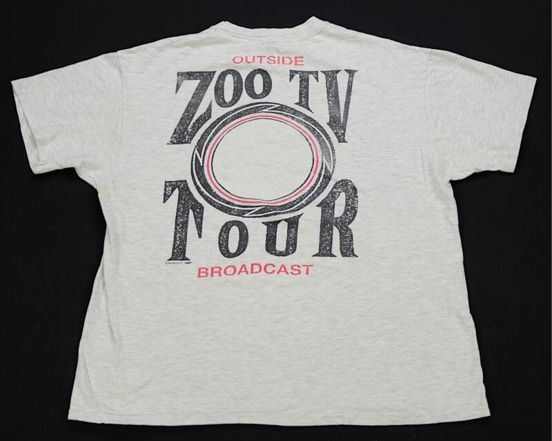 Rare VTG U2 Zoo TV Tour Outside Broadcast 1992 Single Stitch Rare VTG U2 Zoo TV Tour Outside Broadcast 1992 Single Stitch