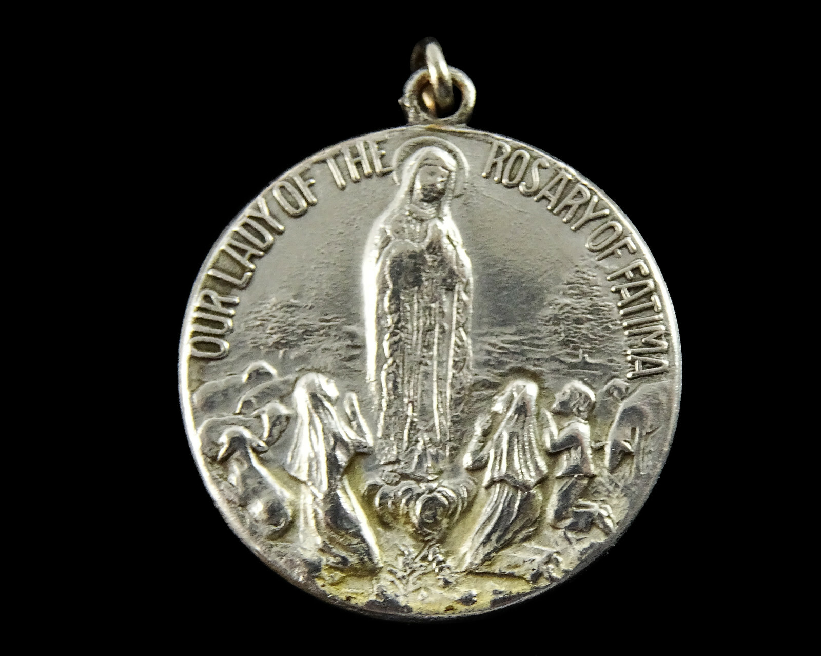 Our Lady of the Rosary Fatima English Catholic Medal Pendant Sacred Heart Jesus