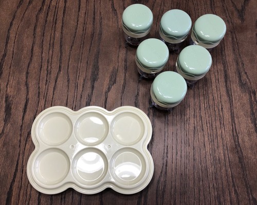 EUC 6 Baby Bullet Date Dial Cups w/ Lids And Food Storage Tray