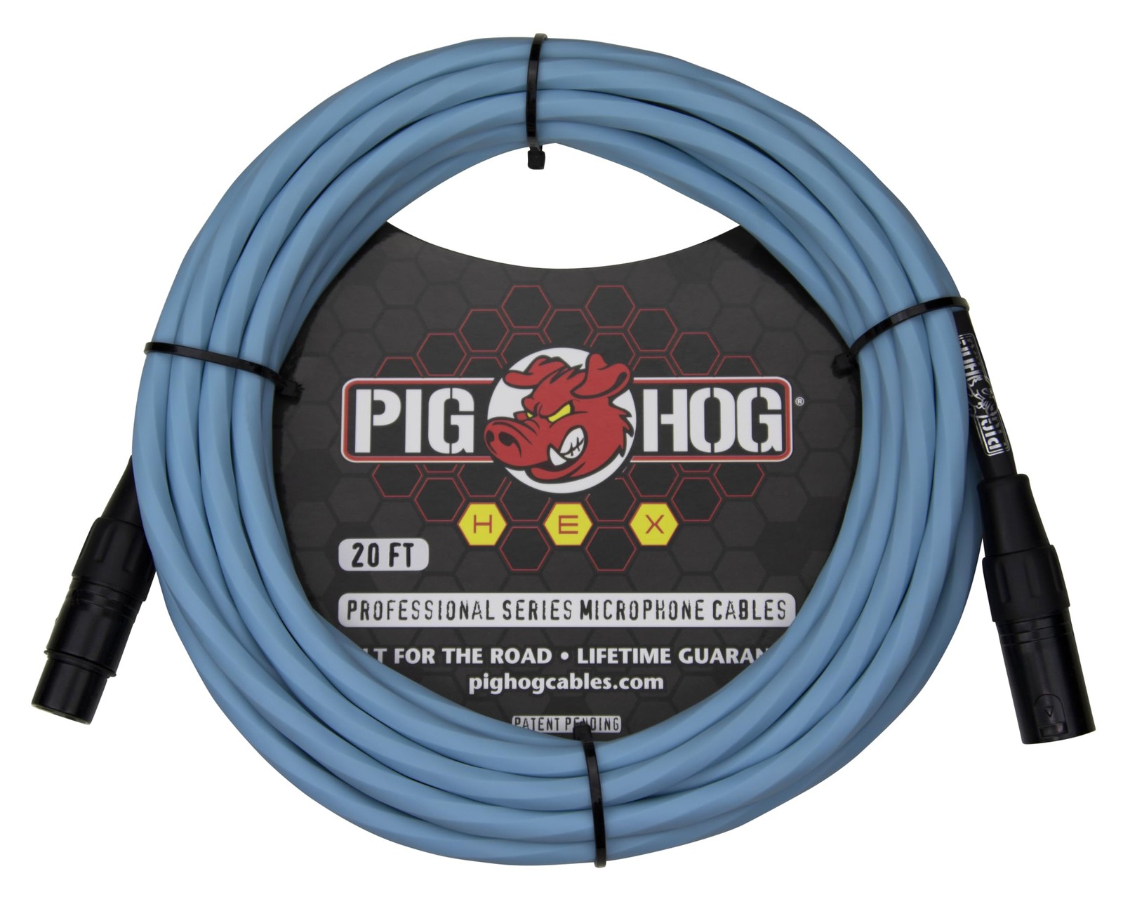Pig Hog PHMH20DB Hex Series Mic Cable, Daphne Blue 20ft