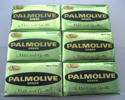 6 Bars of PALMOLIVE Soap, Green Foil VINTAGE 1960's Orig. Bath Size, 5 Oz. - NEW