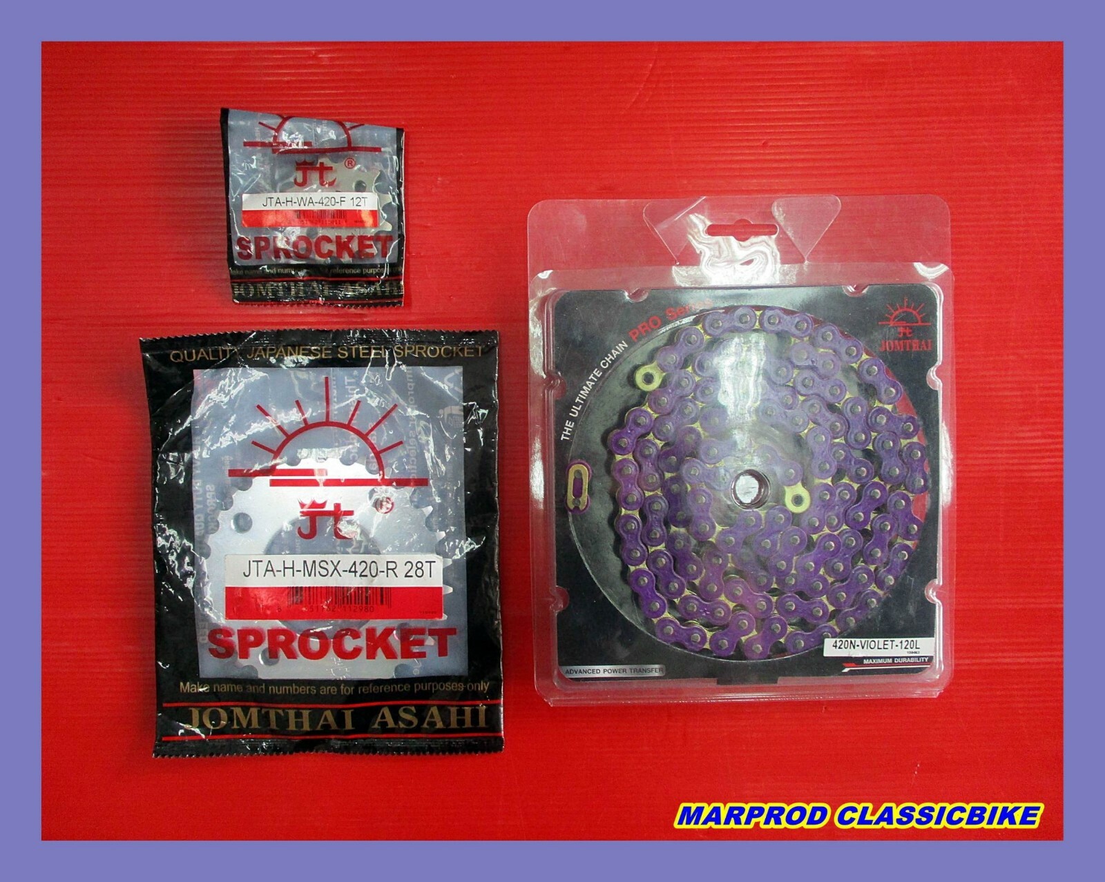 Honda MSX125 GROM125 Front 12T & Rear 28T Sprocket & Purple