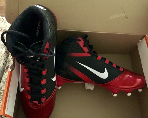 NIKE ALPHA SPEED D MEN SIZE 12 FOOTBALL CLEATS BLACK WHITE RED NIB 442245-016