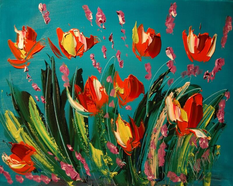 Tulips   Abstract Pop Art Painting  Canvas Gallery Vgyf8t