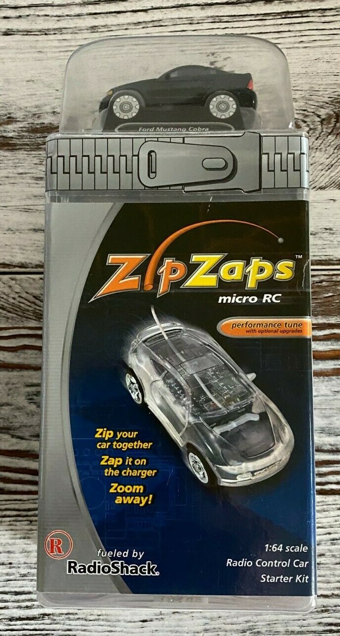 Vintage Zip Zaps Micro RC Radio Control Car Black Ford Mustang Cobra