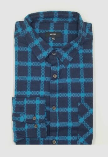 NEW $95 Nutexrol Men Blue Plaid Long-Sleeve Button Flannel C