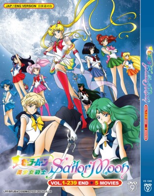 Sailor Moon Complete Set Sea 1-6 vol.1-239 End + 5 Movie ANIME DVD English Dub