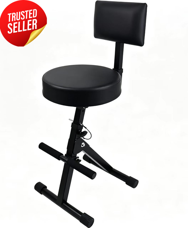 Guitar Stool Adjustable Backrest Foldable 4 Heights