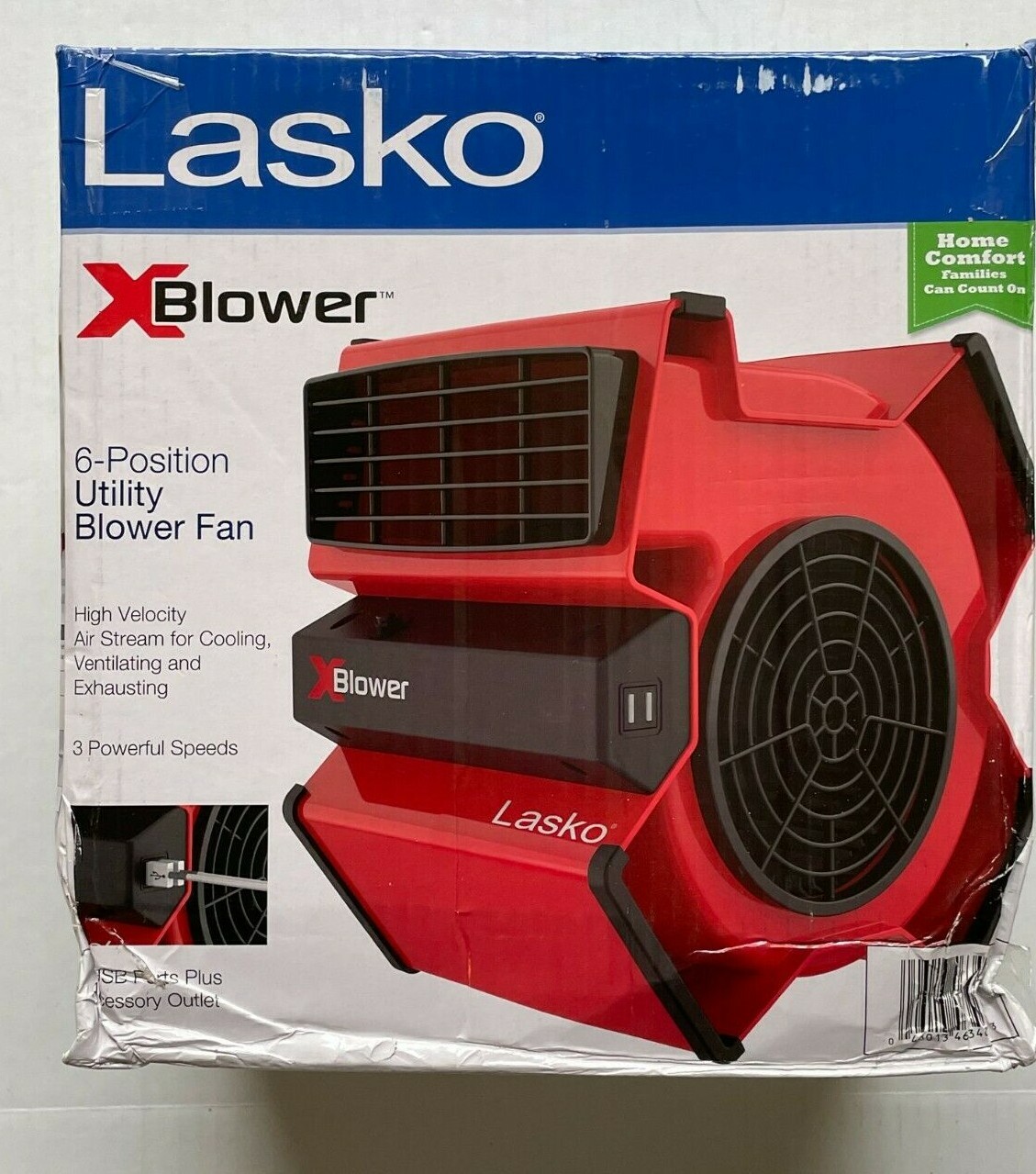 Lasko XBlower 6 Position Utility Blower Fan w/ USB X12900 Red box not