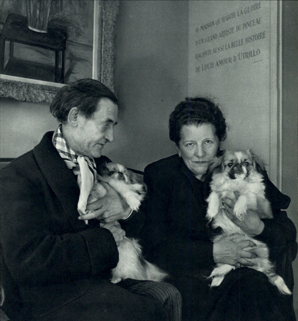 1955 ROBERT DOISNEAU Lucie Valore & Her 2 Pekinese Dogs