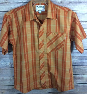 COLUMBIA SPORTSWEAR Boy39s Snap Button Short Sleeve Shirt Size Medium Youth V