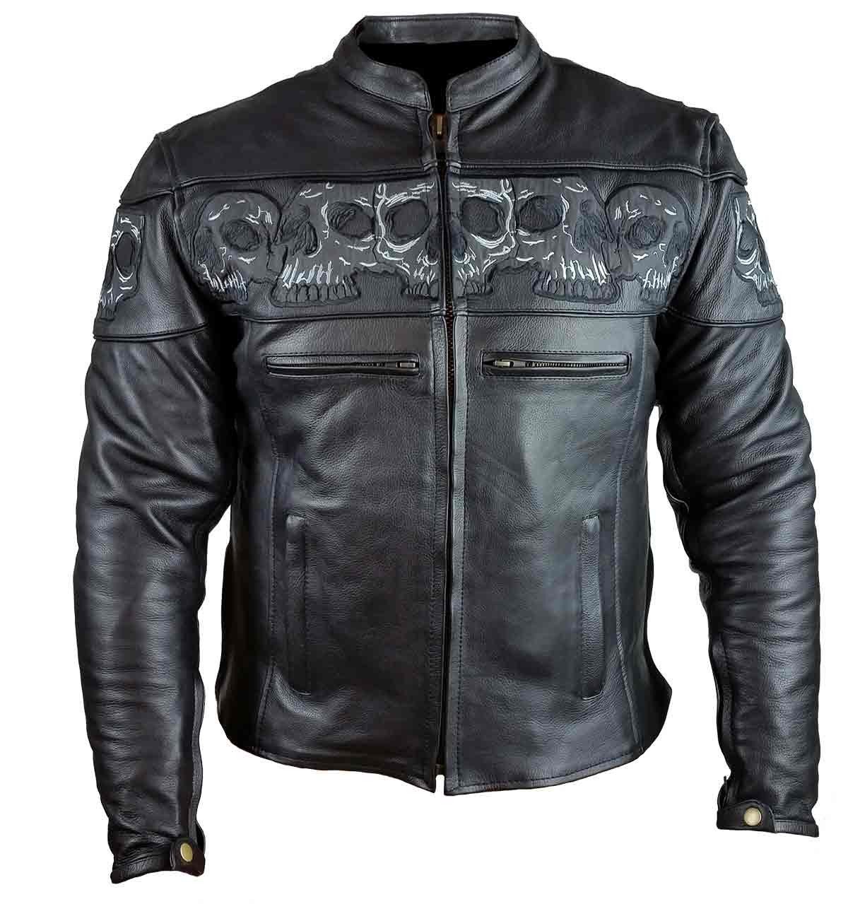 Leather Jacket Mens Scull