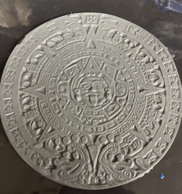 CONCRETE Cement Plaster BORDER ART STAMP Aztec Sun Dial 12.5  Imprint MAT New