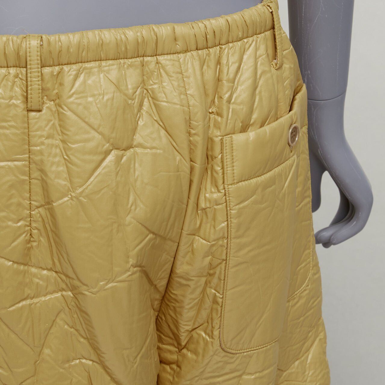 DRIES VAN NOTEN khaki crinkle padded drawstring wide leg DRIES VAN NOTEN khaki crinkle padded drawstring wide leg