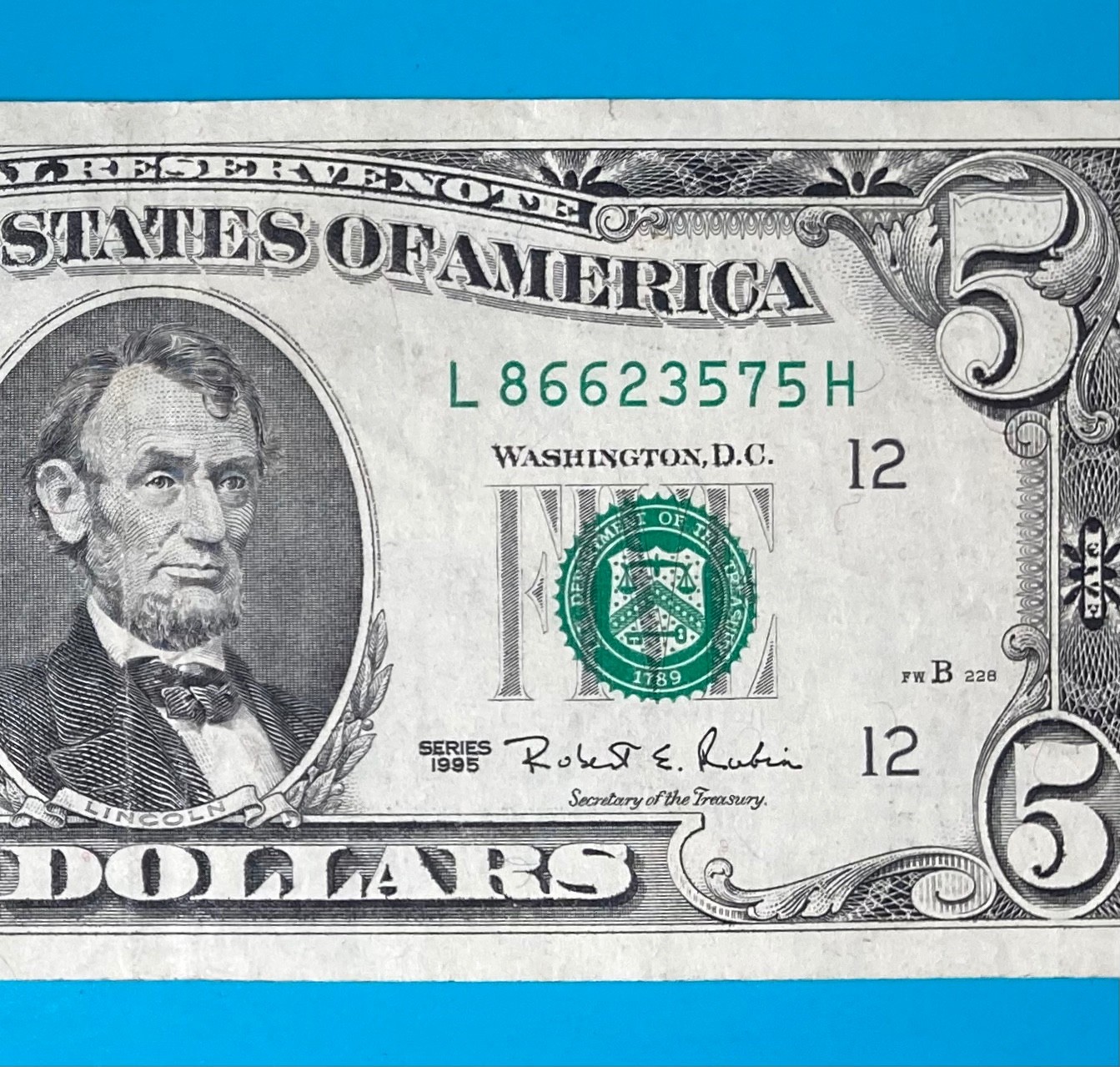 L 86623575 H : $5 Five Dollar Bill 1995 Series | eBay