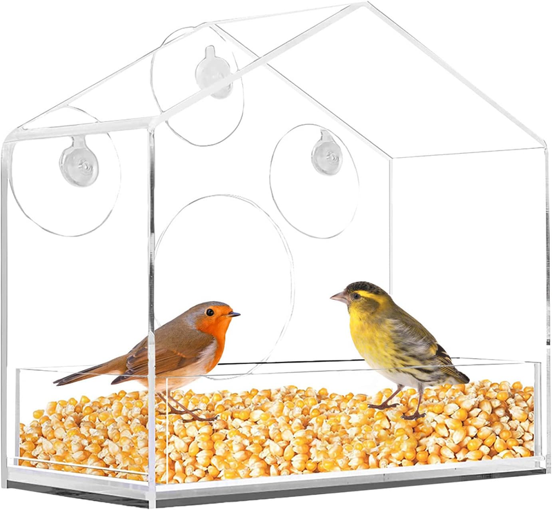 For Window| Clear Bird House | Outside In Window Bird F
