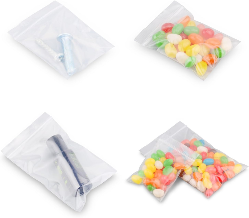 200 Pieces Small Clear Ziplock Bags Resealable Zipper Poly Bags Ziplock Storage