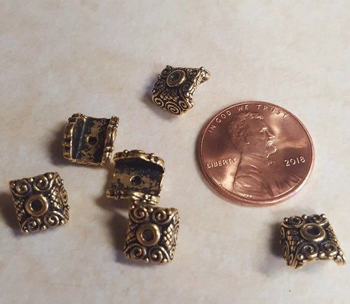 Mirage Bead Caps 6 Pieces Antique Gold Plated 5.7x8.3mm