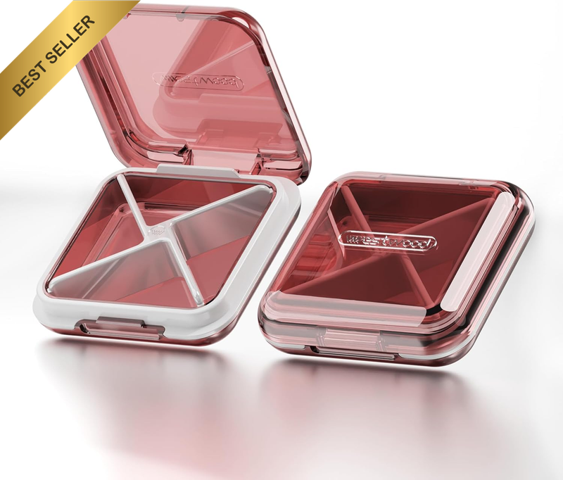 Small Pill Organizer Travel Pill Box, Portable Daily Pill Case with 4 Compartmen
