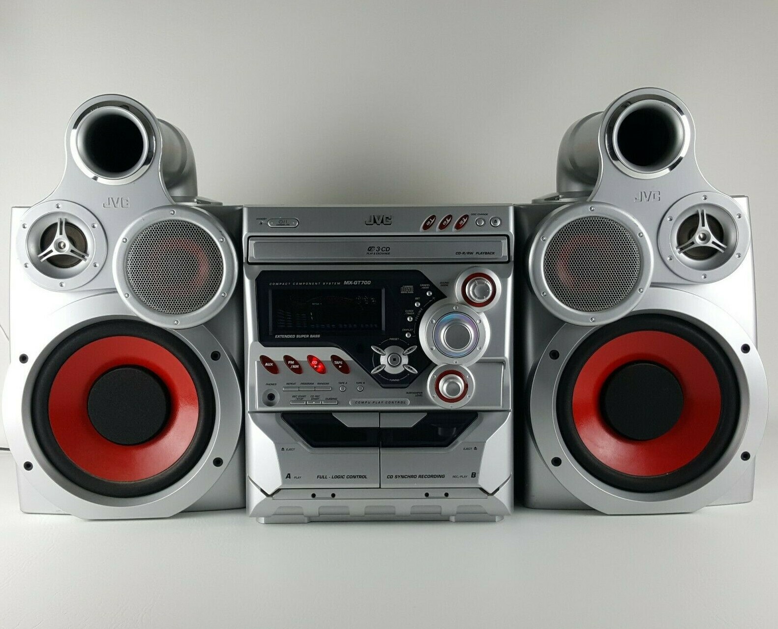 JVC MX-GT700 Giga Tube 3 CD Dual Cassette Compact Stereo JVC MX-GT700 Giga Tube 3 CD Dual Cassette Compact Stereo