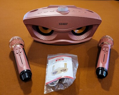 SDRD SD-306 Rose Gold Karaoke Family Speaker KTV 2 Wireless Mics USB Input NEW