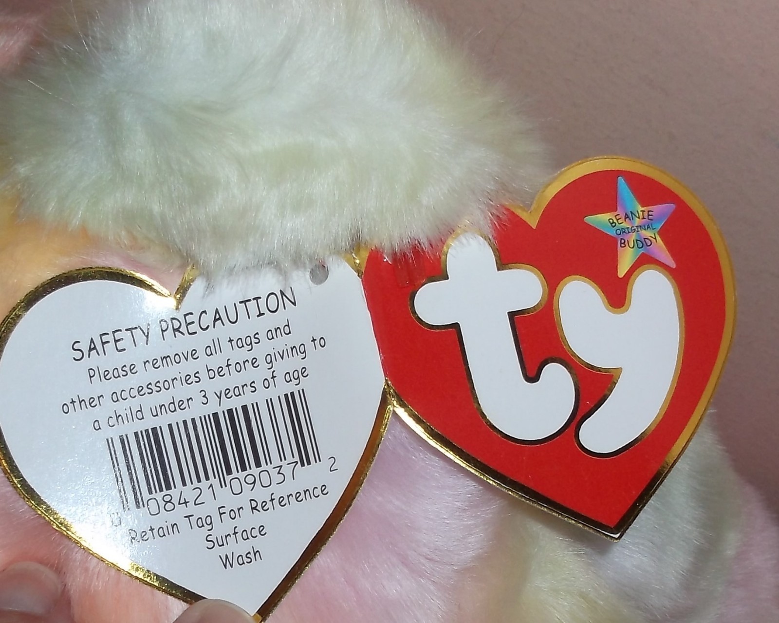 ADORABLE SUPER SOFT TY BEANIE BUDDY LARGE PEACE BEAR Pastel Tie-Dyed 1999 NWT