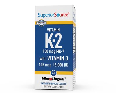 Улучшенный источник К-2 100 мкг (МК-7) с D3 5000 МЕ, 60 подъязычных таблеток