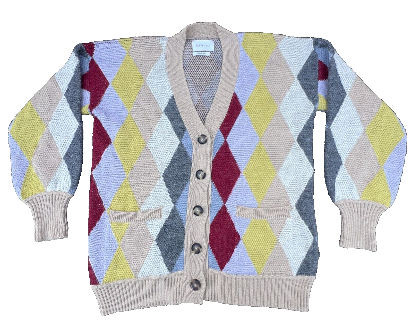 美品 ARTS&SCIENCE / Ethnic cardigan size2 ELEVEN SIX Carla Women's Cardigan Multicolor Diamond Print