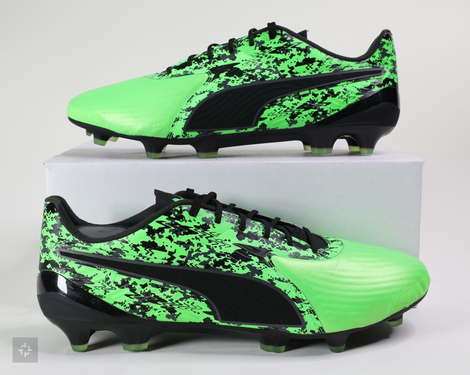 Puma One 19.1 FG AG Green Black Athletic Soccer Cleats Men's Puma One 19.1 FG AG Green Black Athletic Soccer Cleats Men's