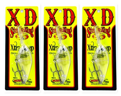 (3) Strike King 8XD 5 1/2'' Xtra Deep Crankbaits 1.3 Oz Clear HC8XD-U Brand New
