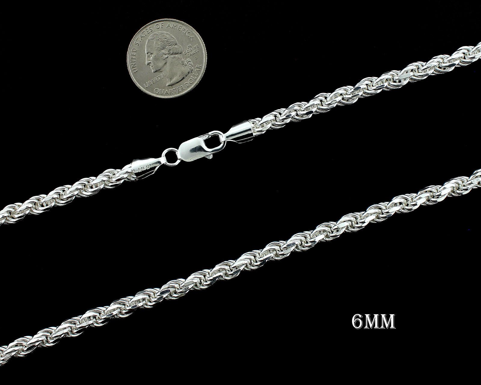Real 925 SOLID Sterling Silver ROPE CHAIN Bracelet, Diamond Cut, ITALY 2MM-7MM