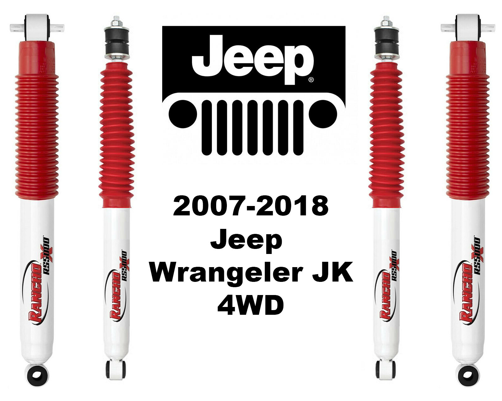 Rancho RS5000X Gas Shocks Set for 20072018 Jeep Wrangler JK 4WD w/34