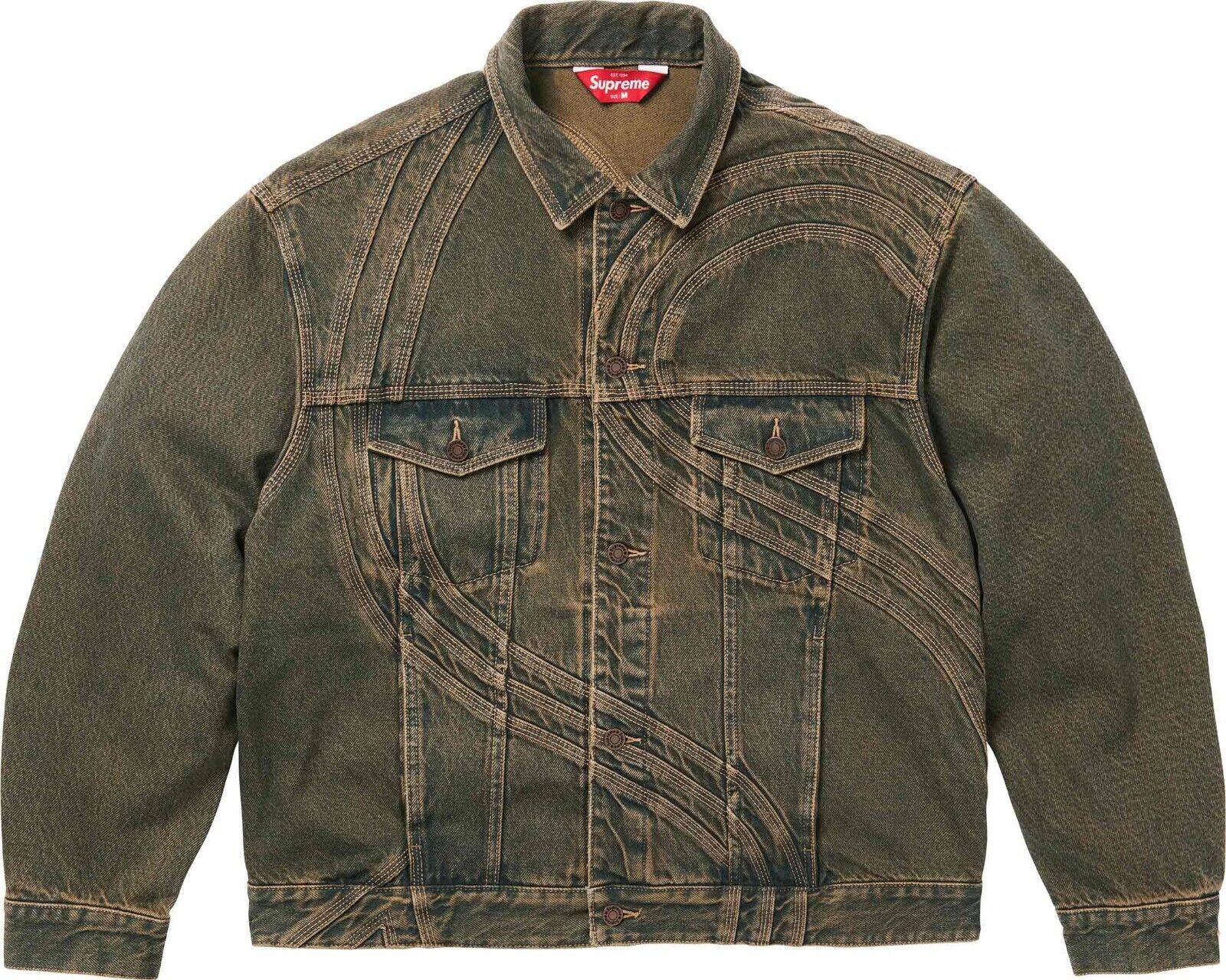 Supreme S Logo Trucker Denim Jacket - XL - Dirty Green Supreme S Logo Trucker Denim Jacket - XL - Dirty Green